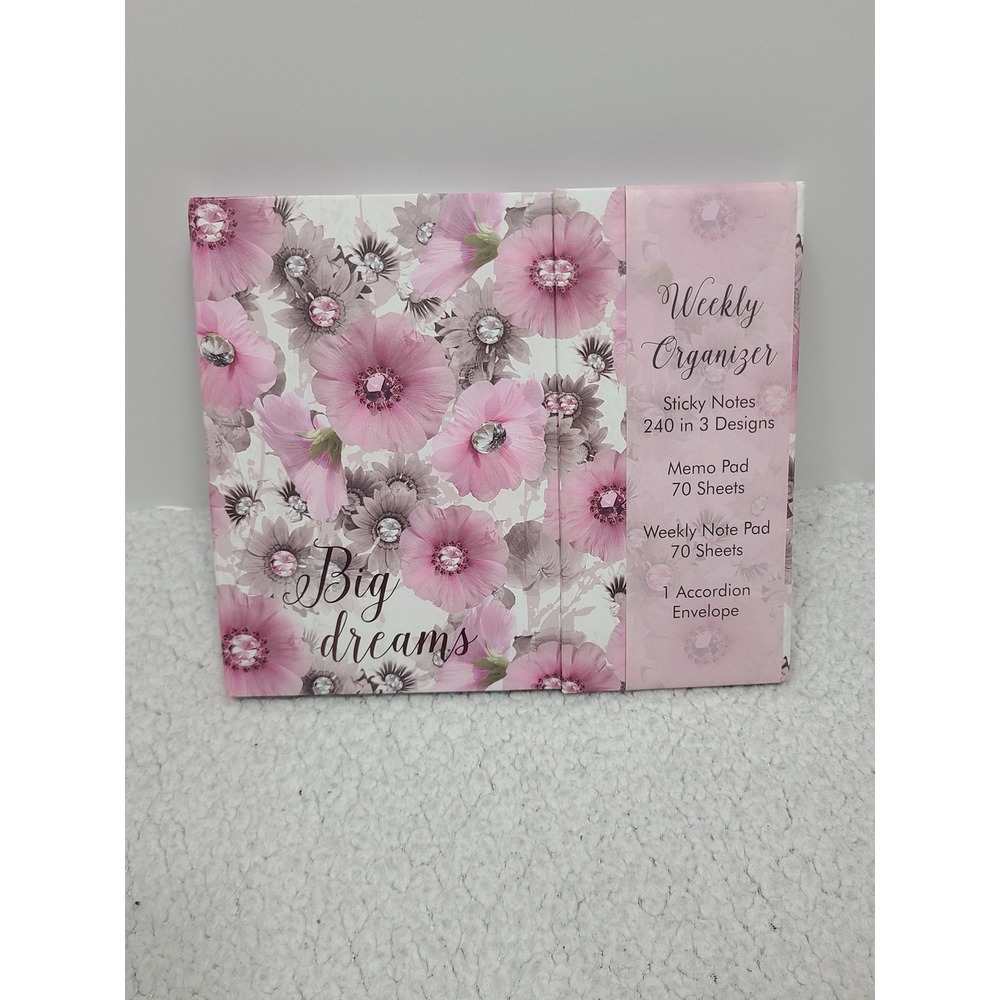 Tri-Coastal Design Weekly Organizer Floral Big Dreams Sticky Notes Memo Pad Pink